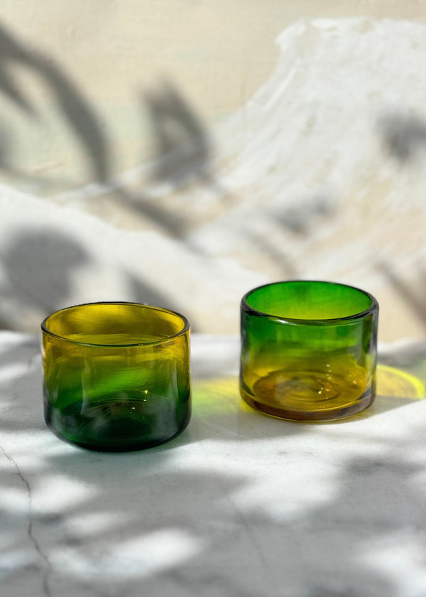 Luz Verdarillo Glass - Set Of 2 - Hand Blown - 2 Sizes