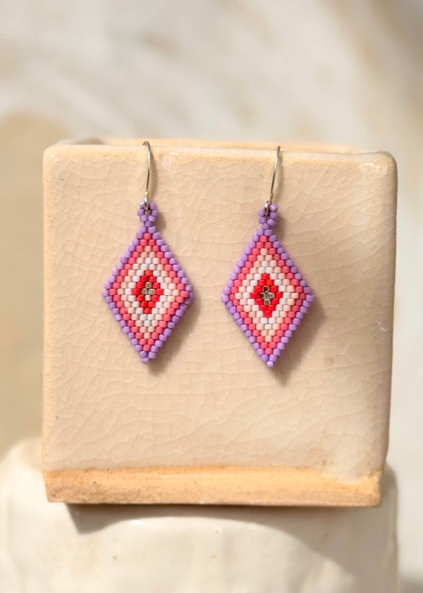 luz Native American - Beaded Diamond Earrings Japanese Glass Seed Beads