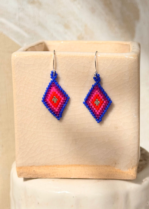 luz Native American - Beaded Diamond Earrings Japanese Glass Seed Beads