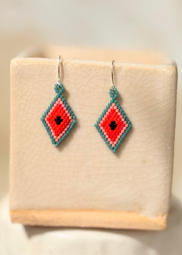 luz Native American - Beaded Diamond Earrings Japanese Glass Seed Beads