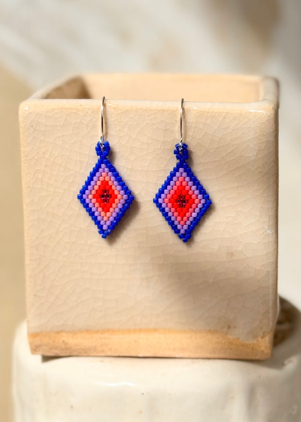 luz Native American - Beaded Diamond Earrings Japanese Glass Seed Beads