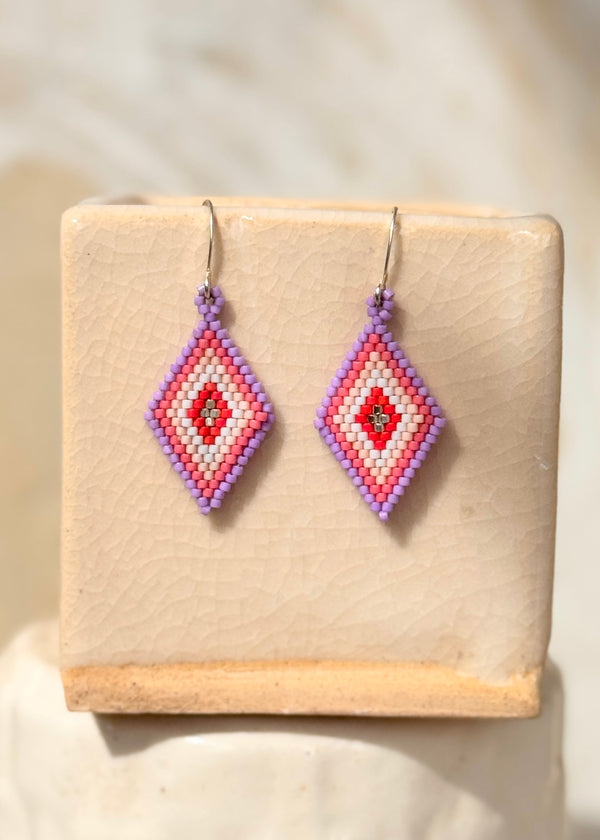 luz Native American - Beaded Diamond Earrings Japanese Glass Seed Beads