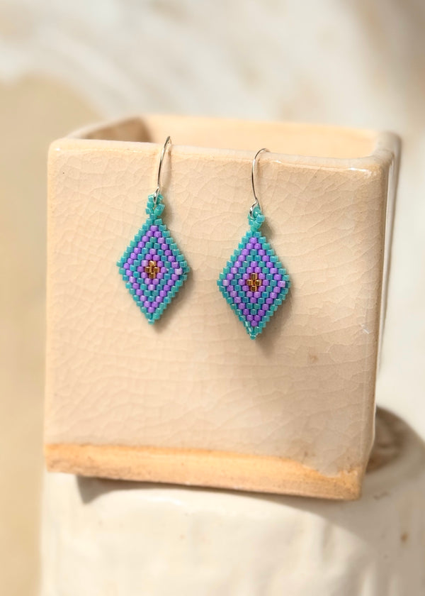 luz Native American - Beaded Diamond Earrings Japanese Glass Seed Beads
