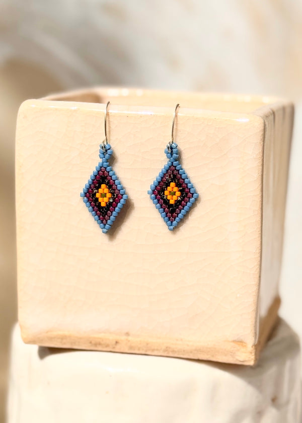 luz Native American - Beaded Diamond Earrings Japanese Glass Seed Beads
