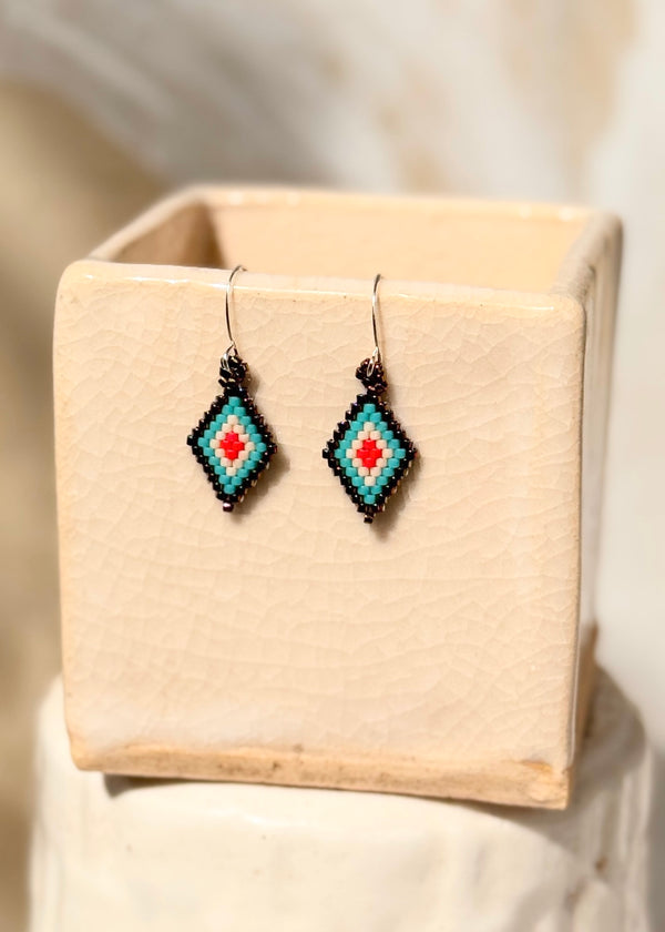 luz Native American - Beaded Diamond Earrings Japanese Glass Seed Beads