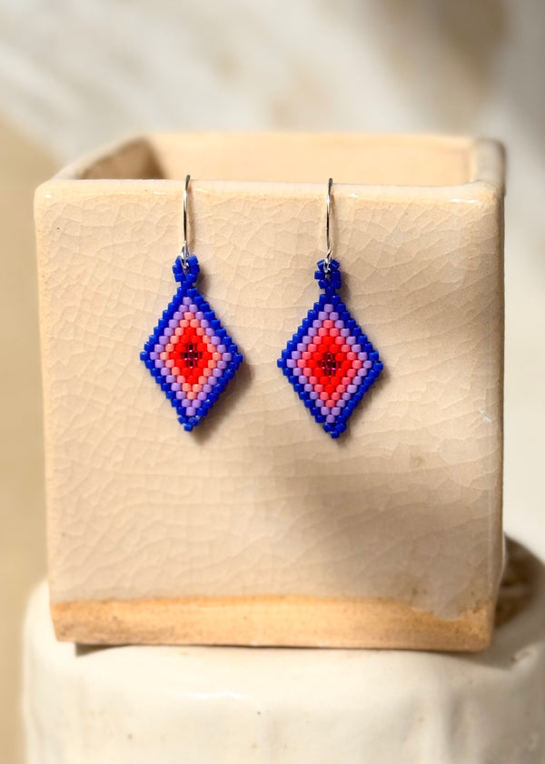 luz Native American - Beaded Diamond Earrings Japanese Glass Seed Beads luz Native American - Beaded Diamond Earrings Japanese Glass Seed Beads