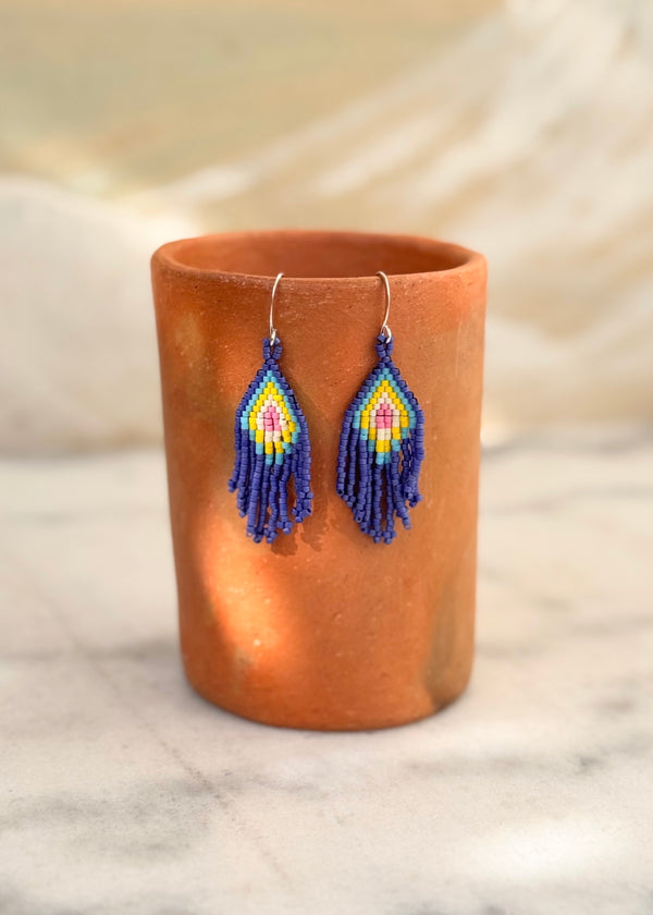 luz Native American - Beaded Feather Earrings Japanese Glass Seed Beads