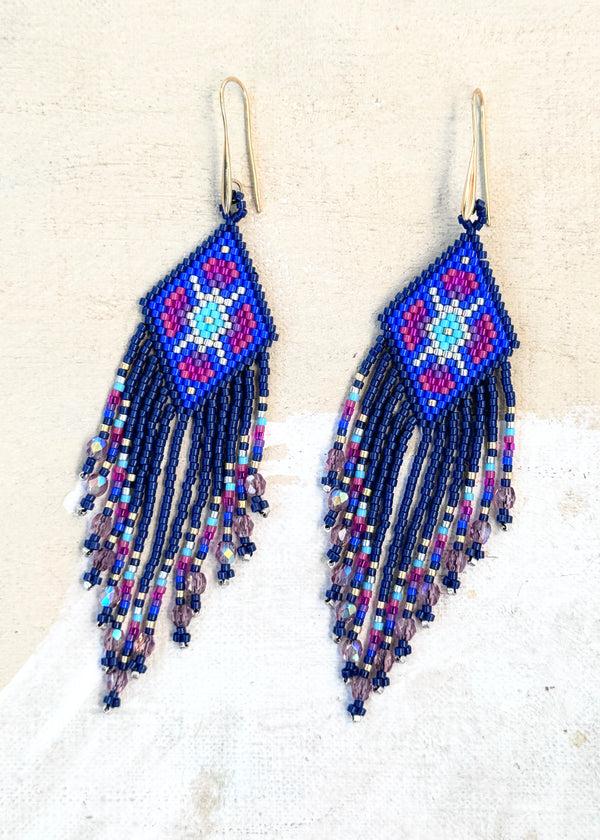 luz Native American - Beaded Feather Earrings Japanese Glass Seed Beads