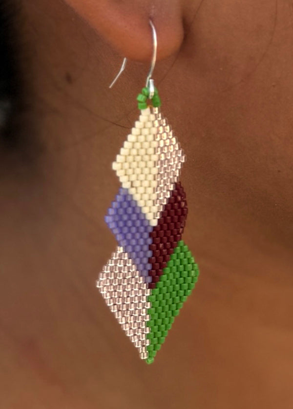 luz Native American - Wixárika Beaded Earrings Japanese Glass Seed Beads - Hikuri