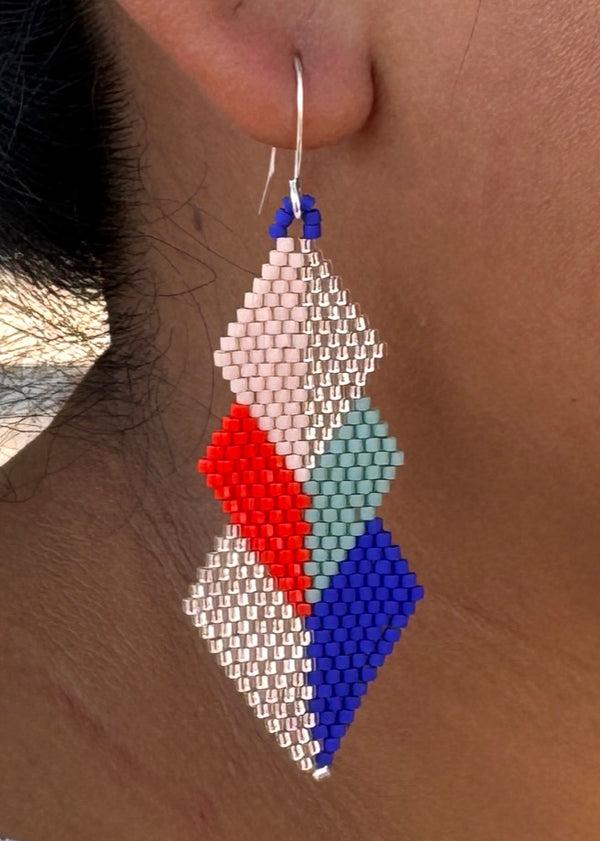 luz Native American - Wixárika Beaded Earrings Japanese Glass Seed Beads - Loi loi loi