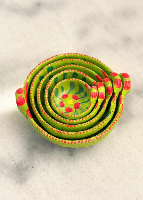 Luz Small Round Green Nesting Bowls - Cazuelitas - Handmade