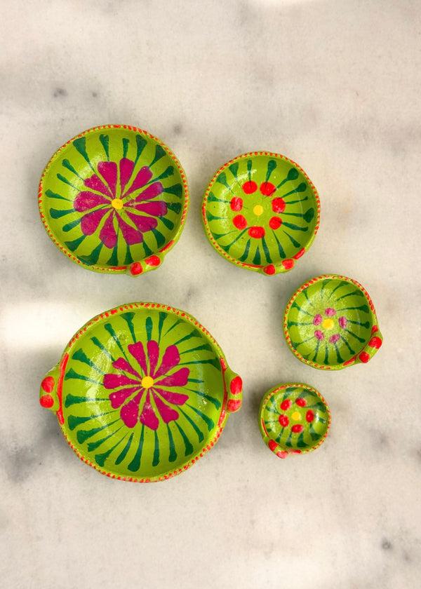 luz Small Round Green Nesting Bowls - Cazuelitas - Handmade