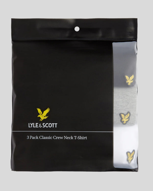 lyle & scott 3 Pack Lounge T-Shirts Jet Black/ Mid Grey Marl/ White