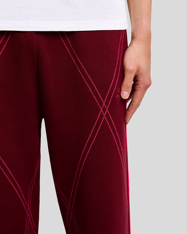 Lyle & Scott Argyle Knitted Track Pants Bold Burgundy
