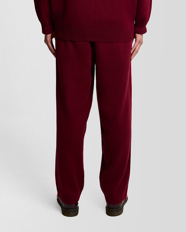 Lyle & Scott Argyle Knitted Track Pants Bold Burgundy