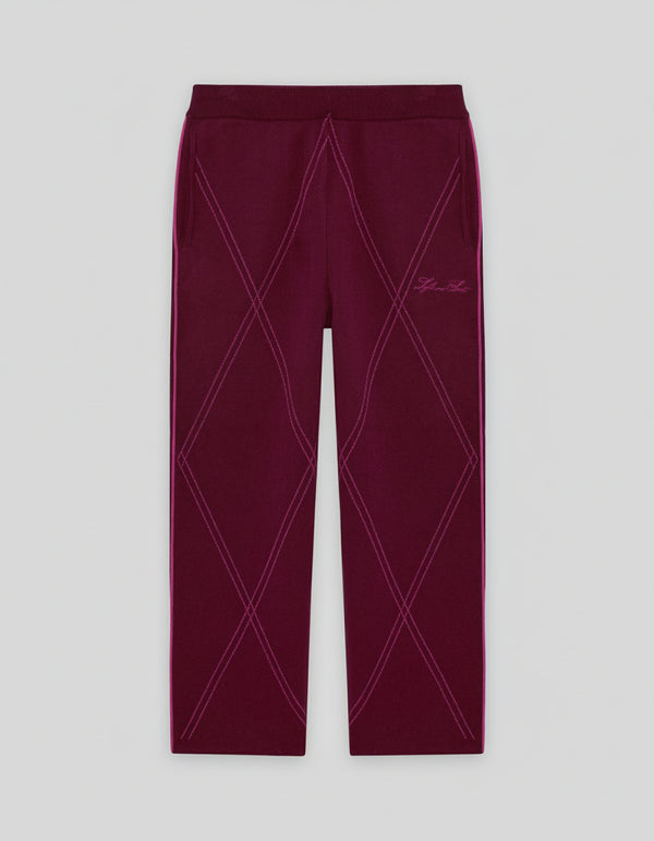 Lyle & Scott Argyle Knitted Track Pants Bold Burgundy