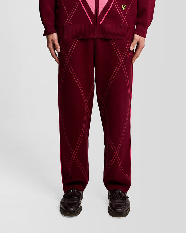 lyle & scott Argyle Knitted Track Pants Bold Burgundy