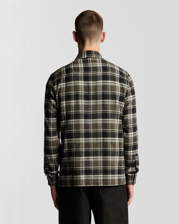 Lyle & Scott Brushed Cotton Check Shirt Jet Black/ Limestone