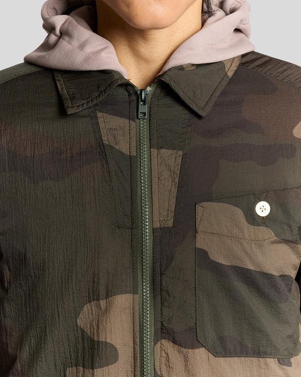 Lyle & Scott Camouflage Insulated Overshirt Grey Taupe