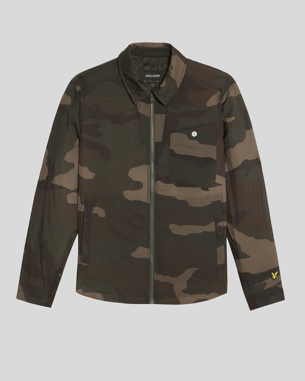 Lyle & Scott Camouflage Insulated Overshirt Grey Taupe