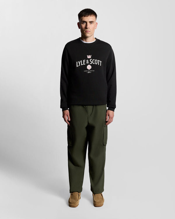 lyle & scott Cheers Graphic Crew Neck Sweatshirt Jet Black