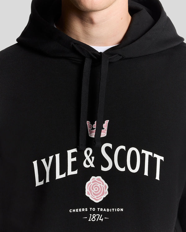 Lyle & Scott Cheers Graphic Loopback Hoodie Jet Black