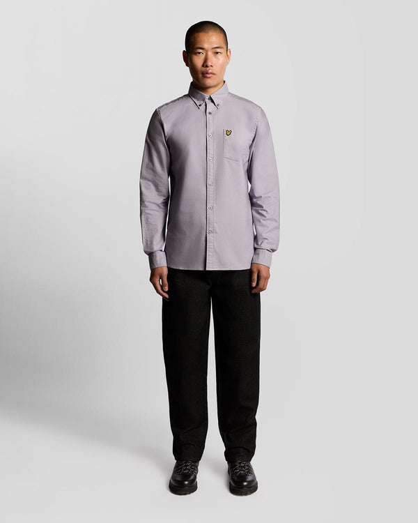 lyle & scott Cotton Button Down Oxford Shirt Ash Lilac