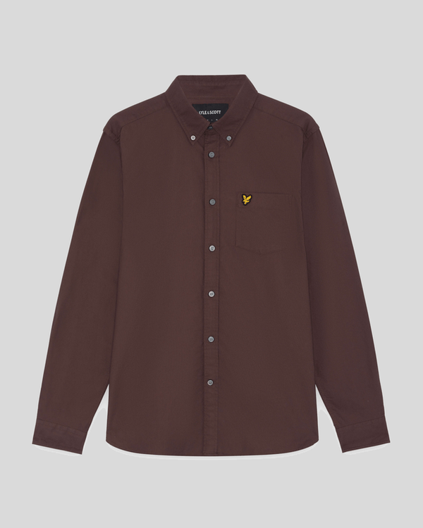 Lyle & Scott Cotton Button Down Oxford Shirt Espresso