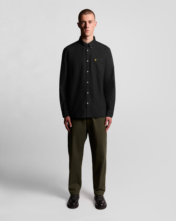 lyle & scott Cotton Button Down Oxford Shirt Jet Black