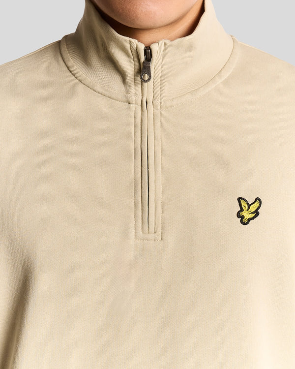 Lyle & Scott Cotton Loopback 1/4 Zip Sweatshirt Grey Taupe