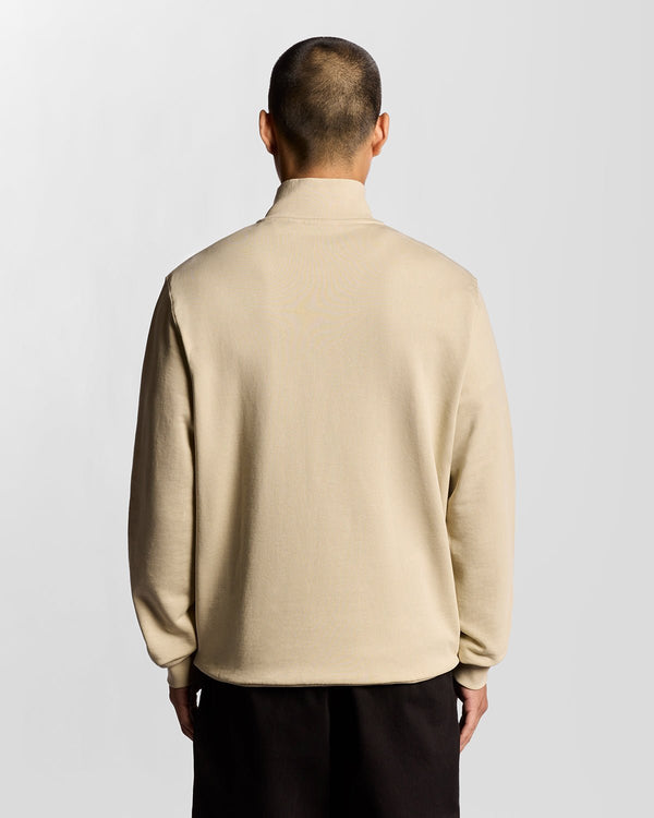 Lyle & Scott Cotton Loopback 1/4 Zip Sweatshirt Grey Taupe