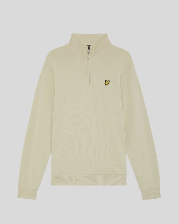 Lyle & Scott Cotton Loopback 1/4 Zip Sweatshirt Grey Taupe