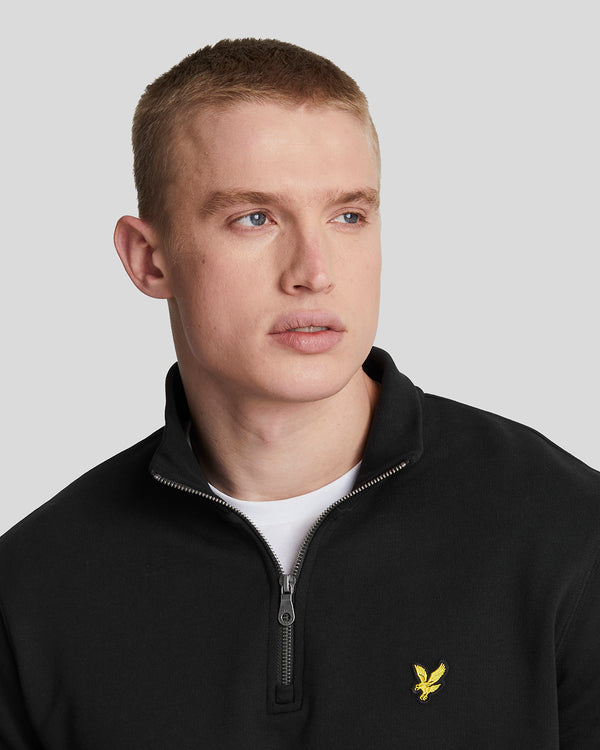 Lyle & Scott Cotton Loopback 1/4 Zip Sweatshirt Jet Black