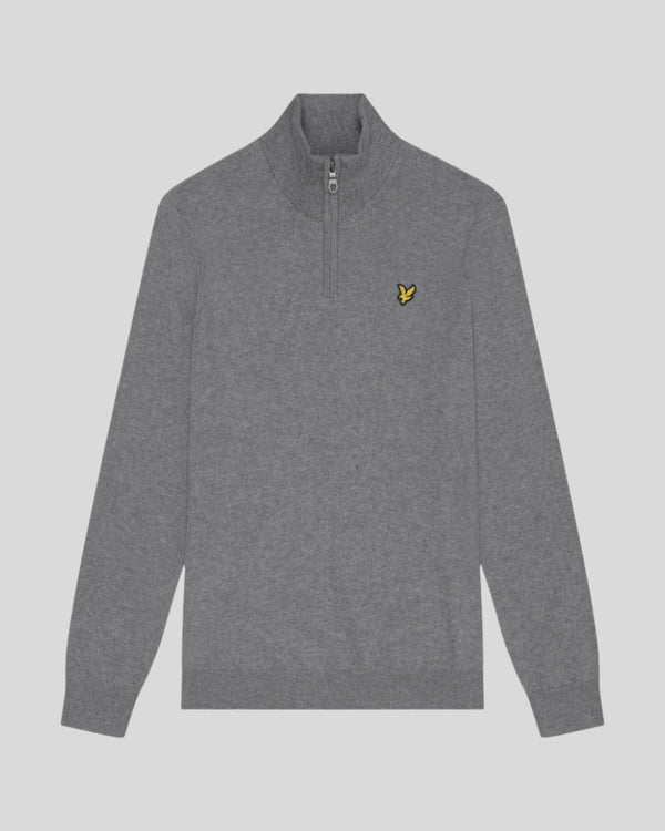 Lyle & Scott Cotton Merino 1/4 Zip Jumper Mid Grey Marl