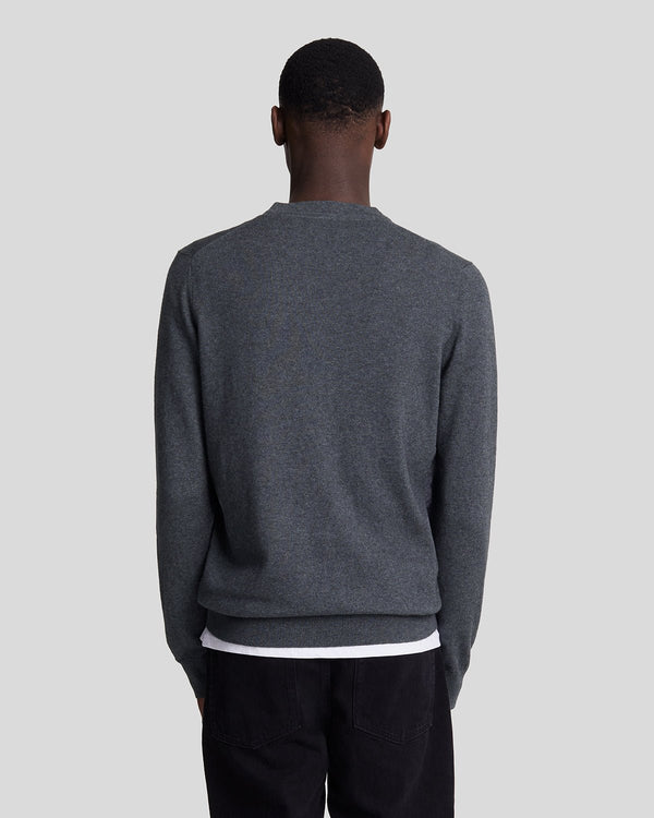 Lyle & Scott Cotton Merino Crew Neck Jumper Charcoal Marl