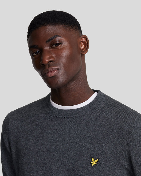 Lyle & Scott Cotton Merino Crew Neck Jumper Charcoal Marl