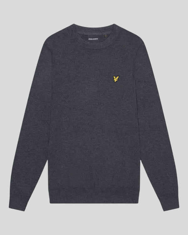 Lyle & Scott Cotton Merino Crew Neck Jumper Charcoal Marl