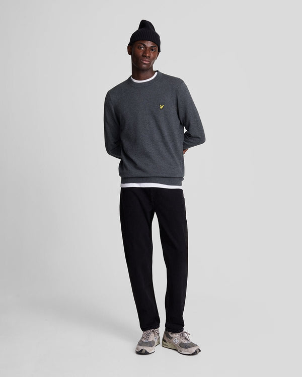 lyle & scott Cotton Merino Crew Neck Jumper Charcoal Marl