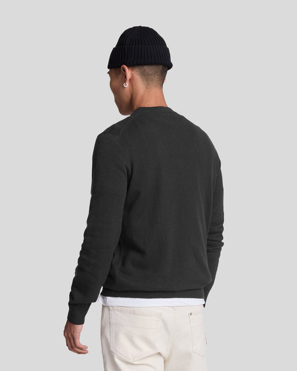 Lyle & Scott Cotton Merino Crew Neck Jumper Jet Black