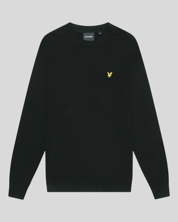 Lyle & Scott Cotton Merino Crew Neck Jumper Jet Black