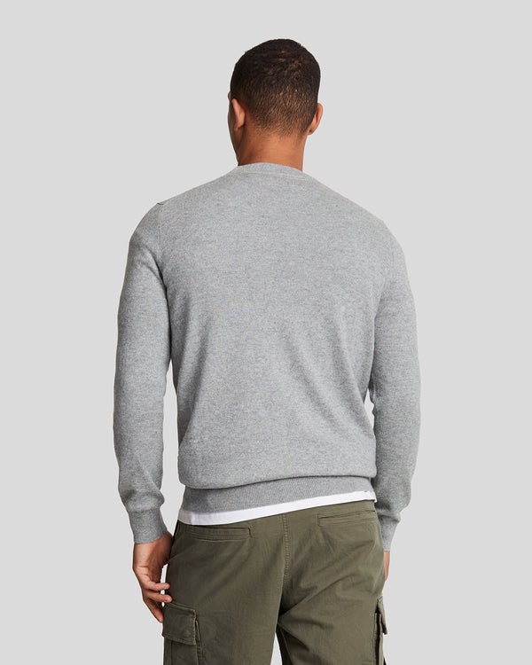 Lyle & Scott Cotton Merino Crew Neck Jumper Mid Grey Marl