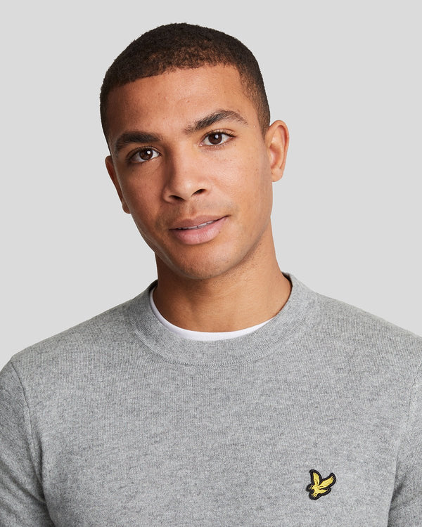 Lyle & Scott Cotton Merino Crew Neck Jumper Mid Grey Marl