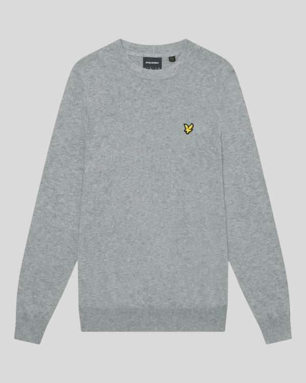 Lyle & Scott Cotton Merino Crew Neck Jumper Mid Grey Marl