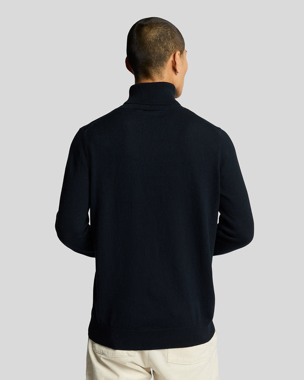 Lyle & Scott Cotton Merino Turtleneck Jumper Dark Navy