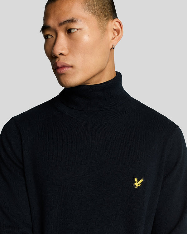 Lyle & Scott Cotton Merino Turtleneck Jumper Dark Navy