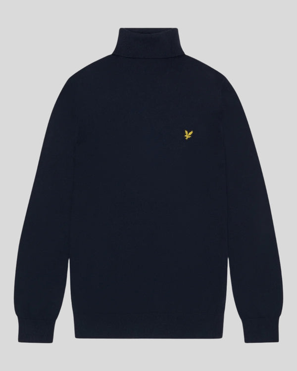 Lyle & Scott Cotton Merino Turtleneck Jumper Dark Navy
