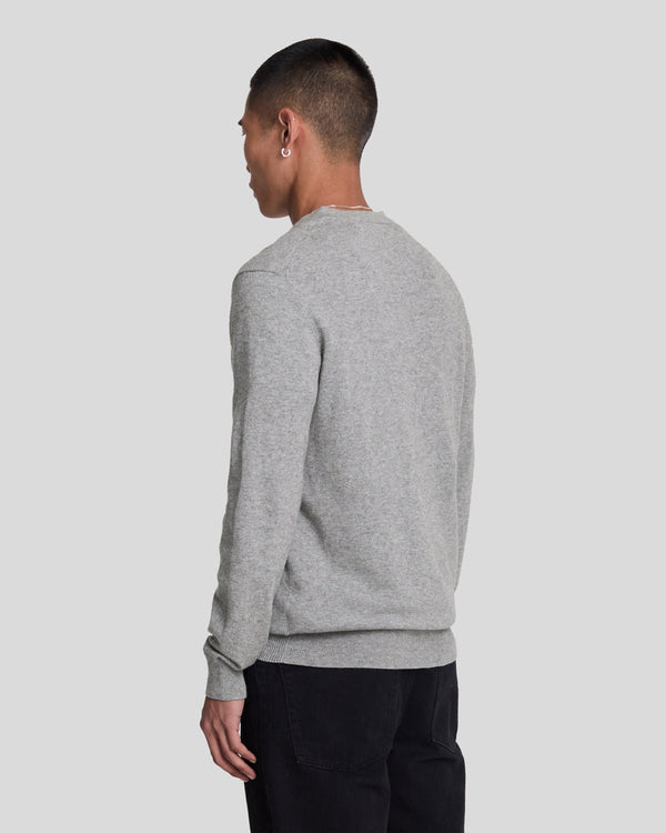 Lyle & Scott Cotton Merino V Neck Jumper Mid Grey Marl