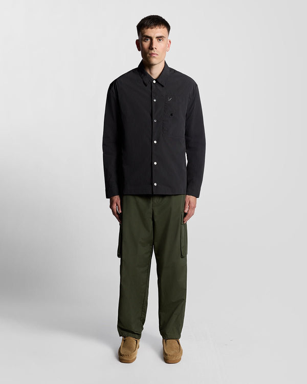 lyle & scott Crinkle Nylon Pocket Overshirt Black Ice