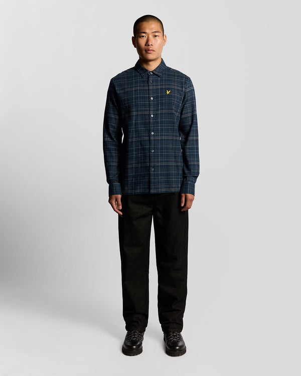 lyle & scott Flannel Check Shirt Dark Navy/ Tree Green