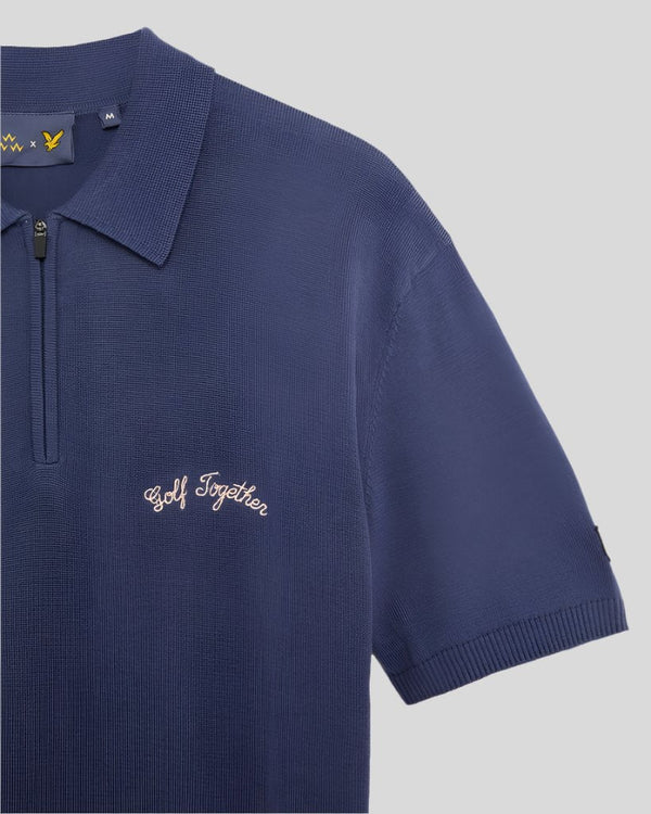 Lyle & Scott Friends Of A Feather Zipped Golf Polo Shirt Crown Blue